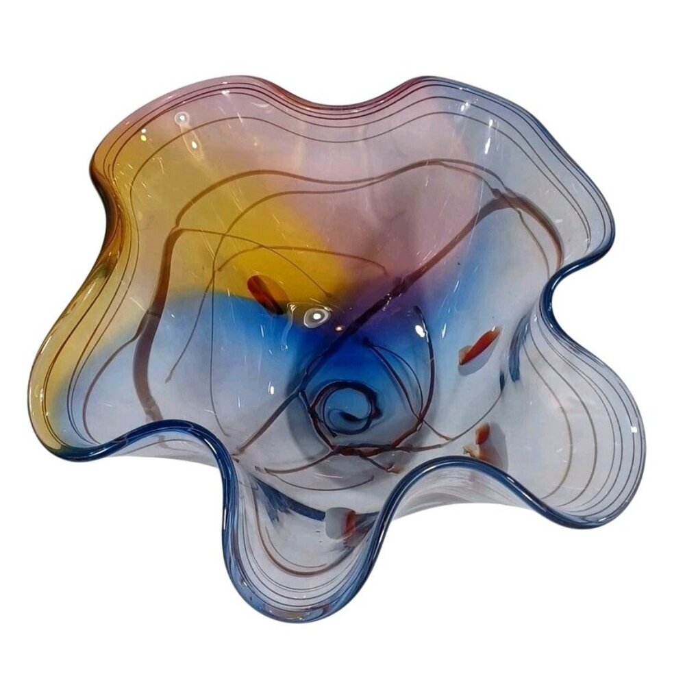 Adam Jablonski Varsava Ruffled Handkerchief Rainbow Iridescent Vase Centerpiece